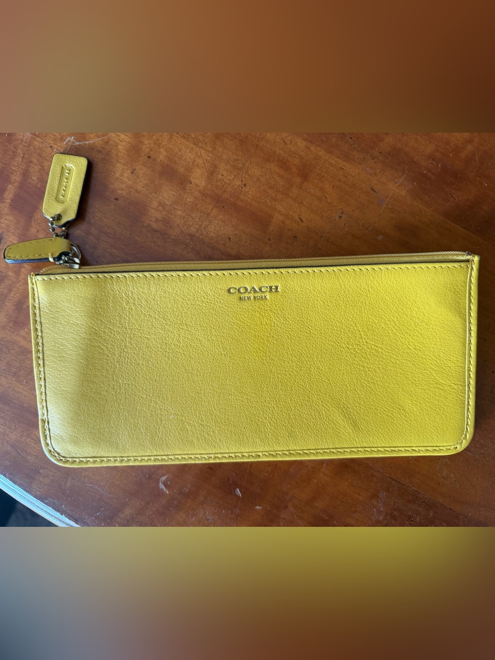 Coach Yellow Leather Zip Pouch